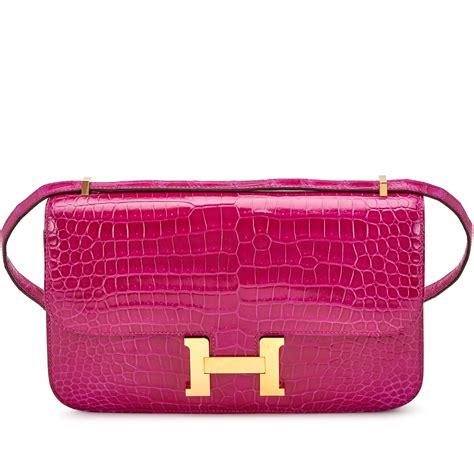 Hermès Rose Scheherazade Porosus Crocidile Constance Elan 